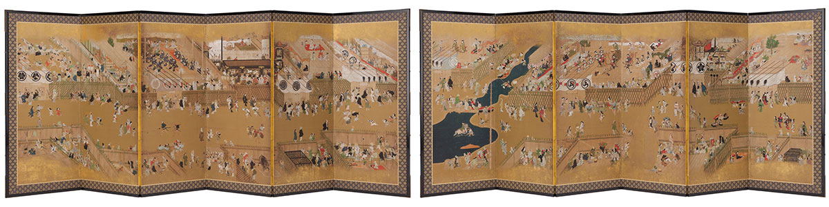 High-resolution facsimile of “Amusements at the Dry Riverbed, Shijô