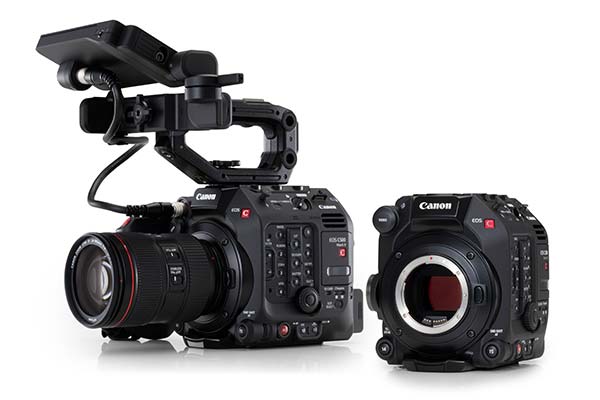 The EOS C500 Mark II (left) and EOS C300 Mark III digital cinema cameras