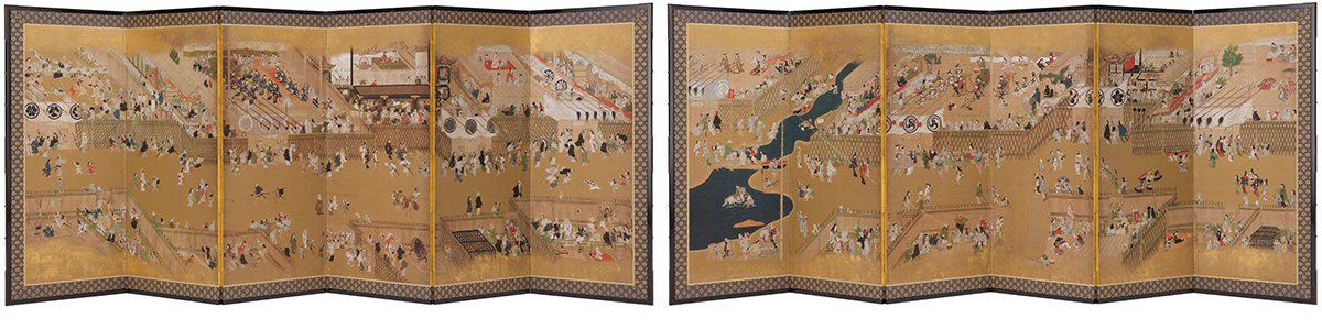High-resolution facsimile of “Amusements at the Dry Riverbed, Shijô