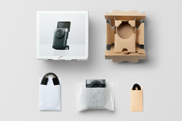 Example of packaging materials for the PowerShot V10 vlog camera