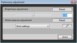 Picture : Preliminary adjustment window