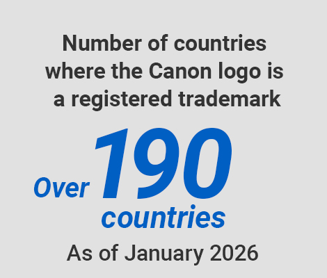 Number of countries where the Canon logo is a registered trademark over 190countries As of January 2026