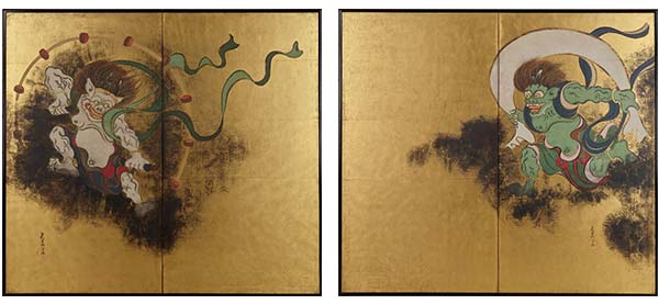 Important Cultural Property “Wind God and Thunder God” by Ogata Korin (the originals of which reside in the collection of the Tokyo National Museum)