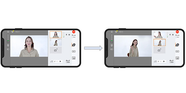 Screen changeover with one-touch camera switching