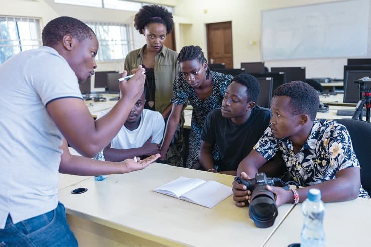 Miraisha students on a photography and film workshop in Mombasa, Kenya