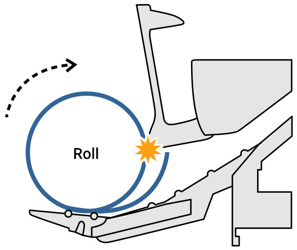 Step 3: The paper passes the flapper and drops downward under its own weight.