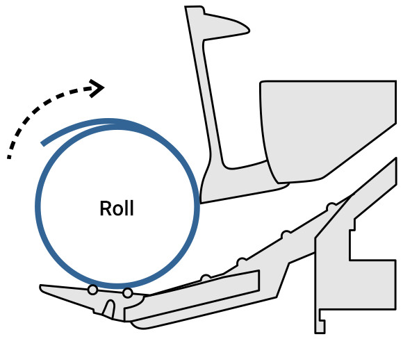 Step 1: The roll paper rotates in the reverse direction to initiate loading.