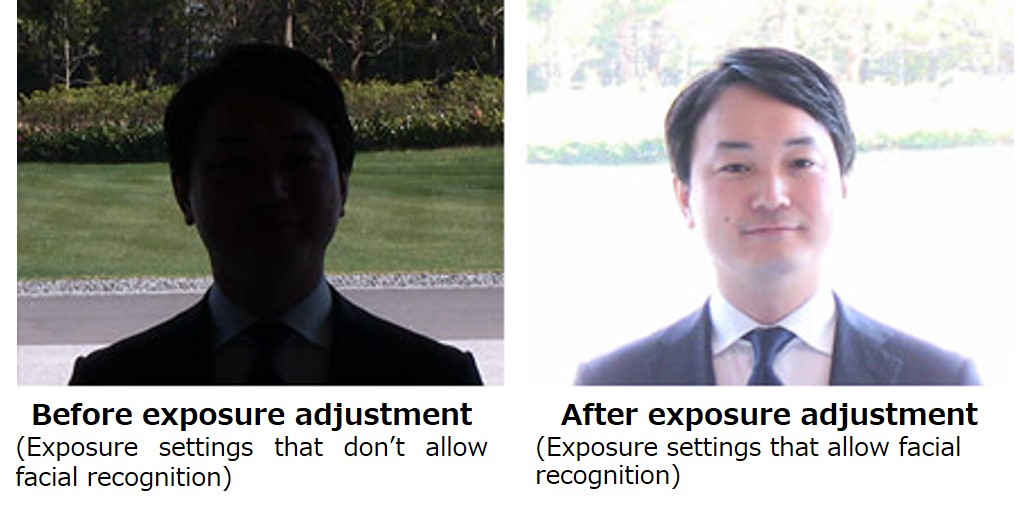 Comparison before and after exposure adjustment