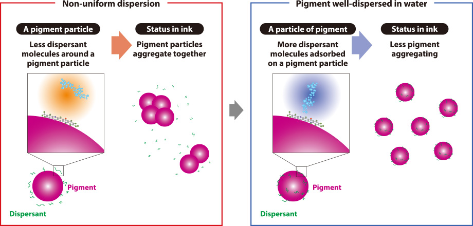 Controlling dispersion using dispersants that assist pigment dispersion