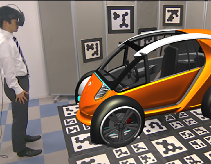 Conceptual image when using MR based on marker and sensor settings. (3D CG vehicle)