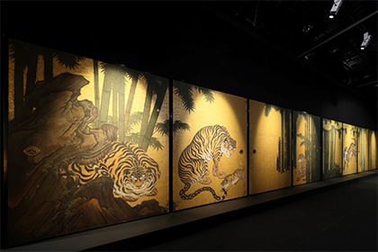 The exquisite Tigers in a Bamboo Grove, by Kano Sanraku and Sansetsu