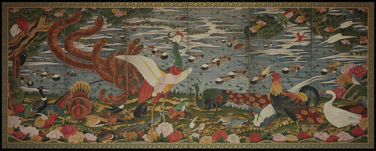 「Birds and Animals in the Flower Garden」 Ito Jakuchu