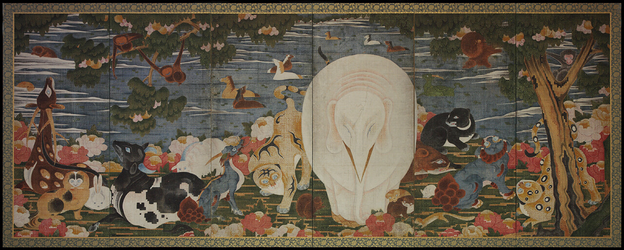 「Birds and Animals in the Flower Garden」 Ito Jakuchu