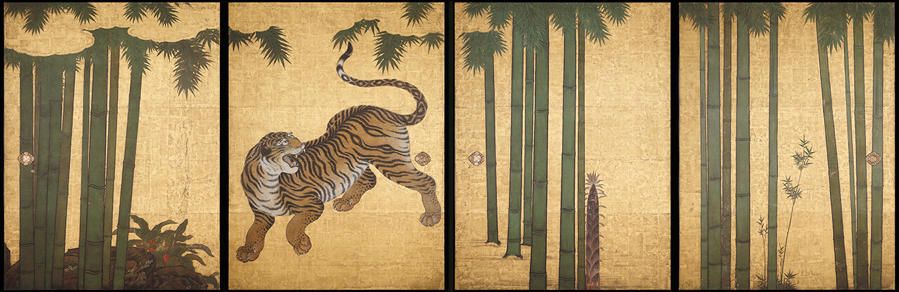 Tigers in Bamboo Grove / Kano Sanraku/Sansetsu