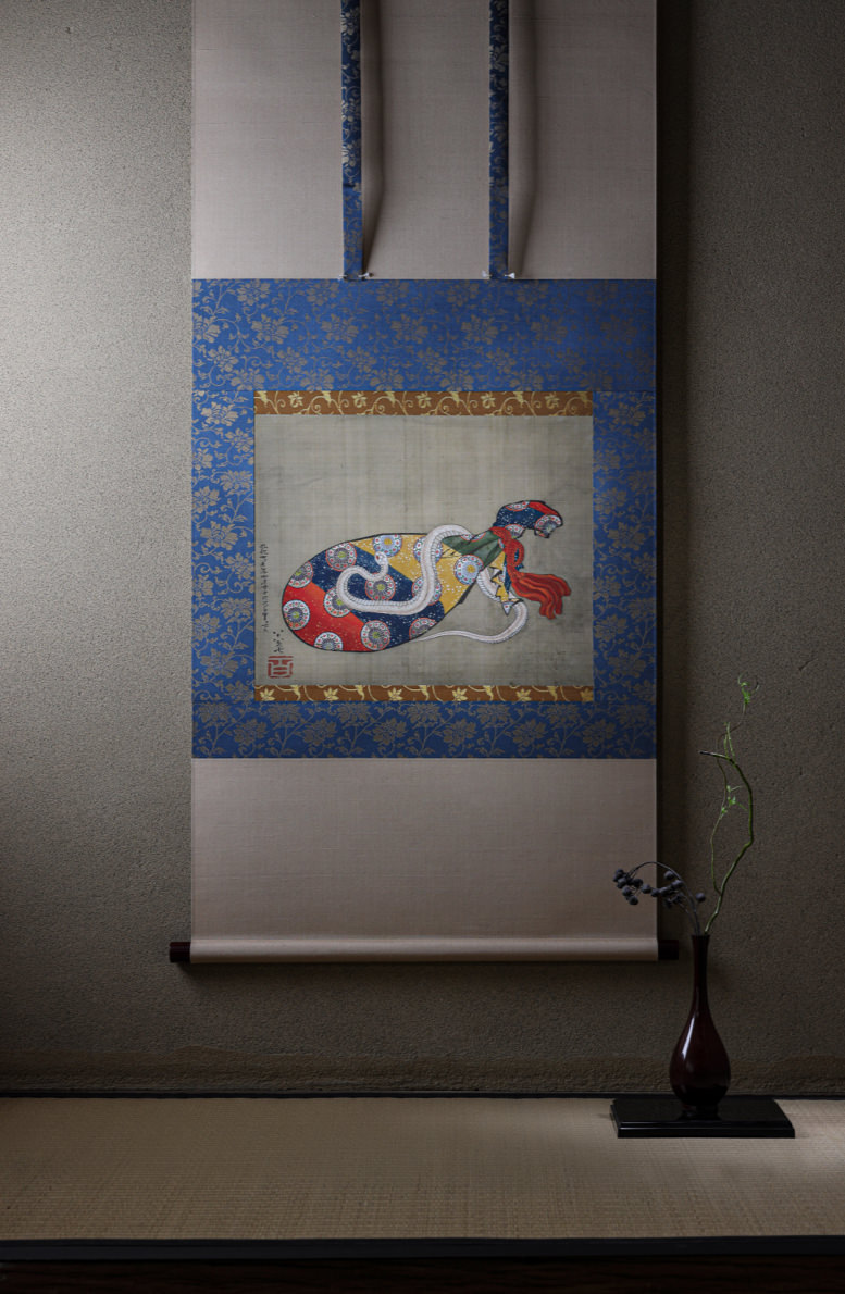 The Lute and White Snake of Benten (Sarasvati)