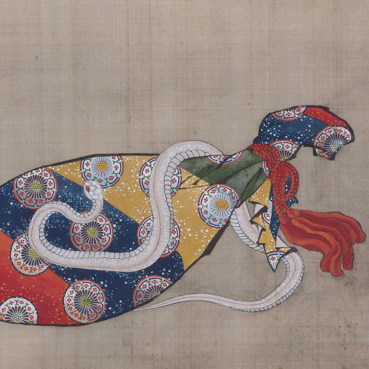 The Lute and White Snake of Benten (Sarasvati)
