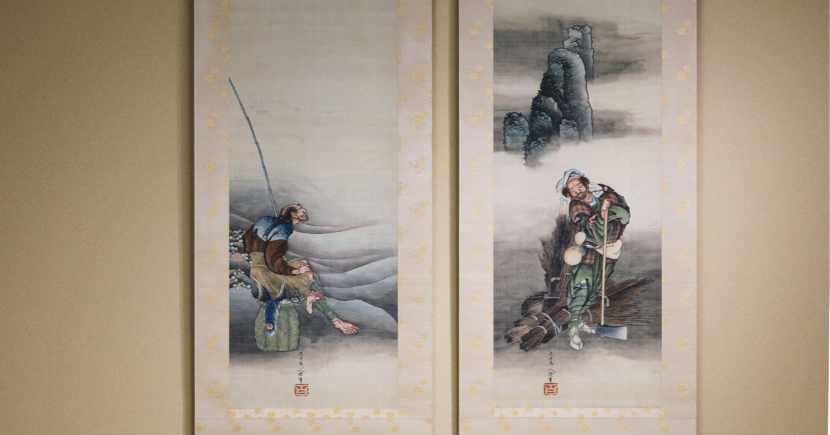 煙管　釣り人図彫刻 Fisherman and Woodcutter | About the Works | Canon Tsuzuri Project