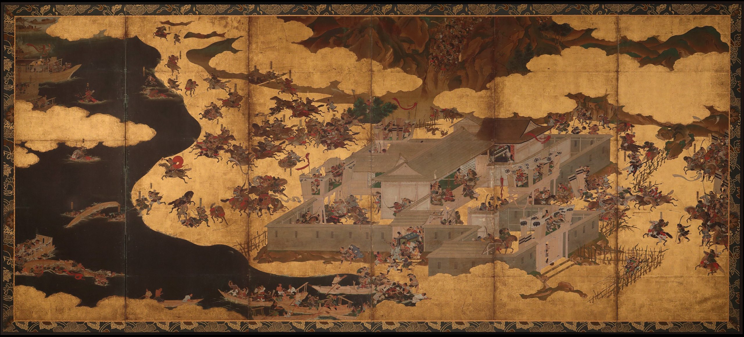 Battles of Ichi-no-tani and Yashima, from the Tale of the Heike right screen