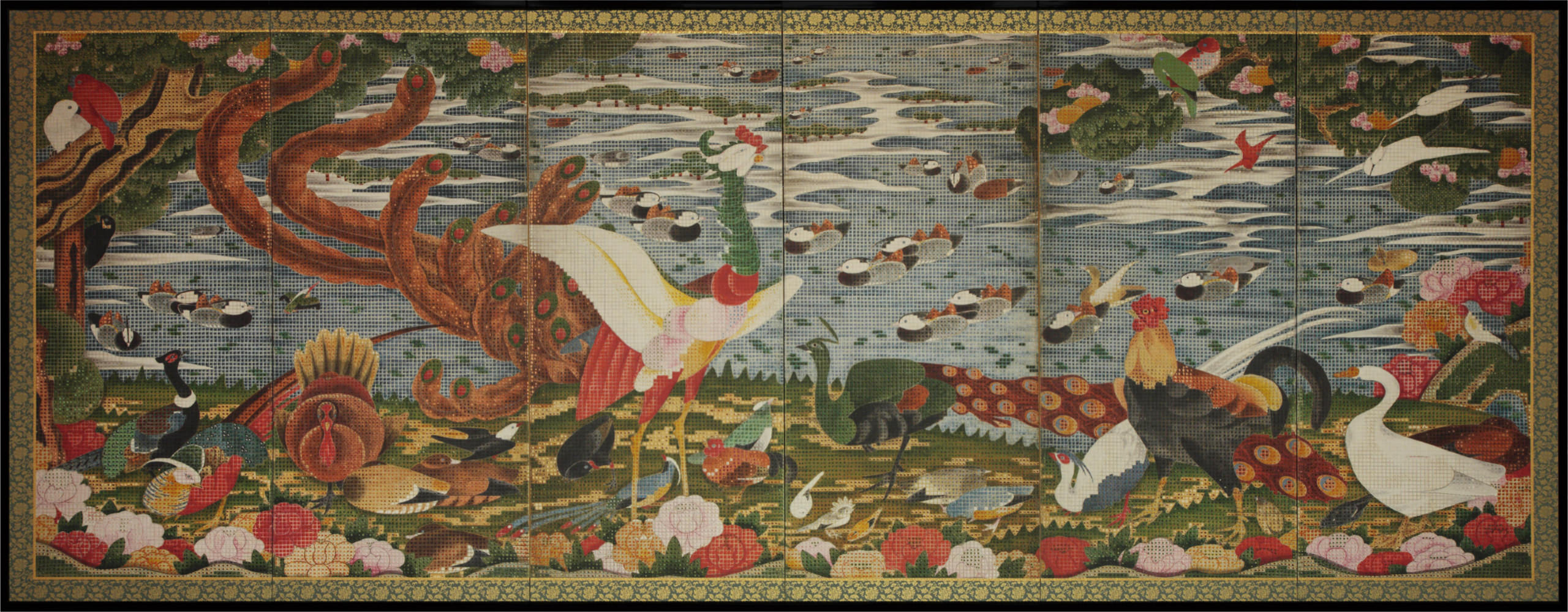 Birds and Animals in the Flower Garden left screen
