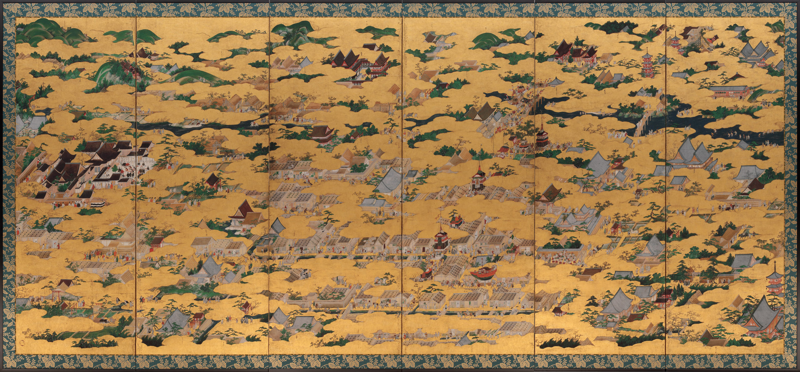 Scenes in and around Kyoto, Uesugi version right screen