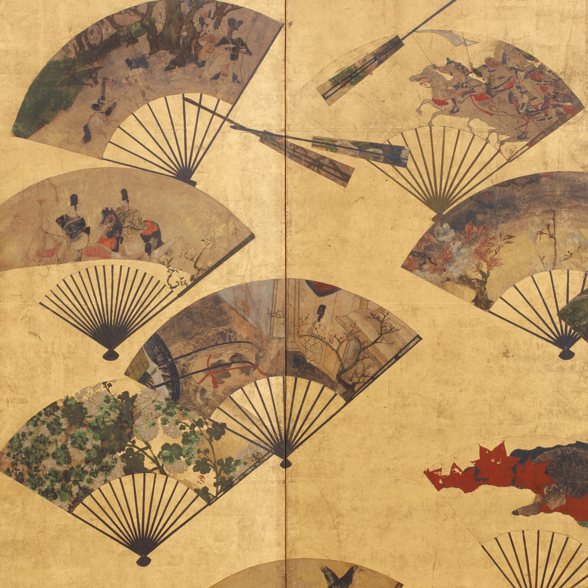 Screen with Scattered Fans