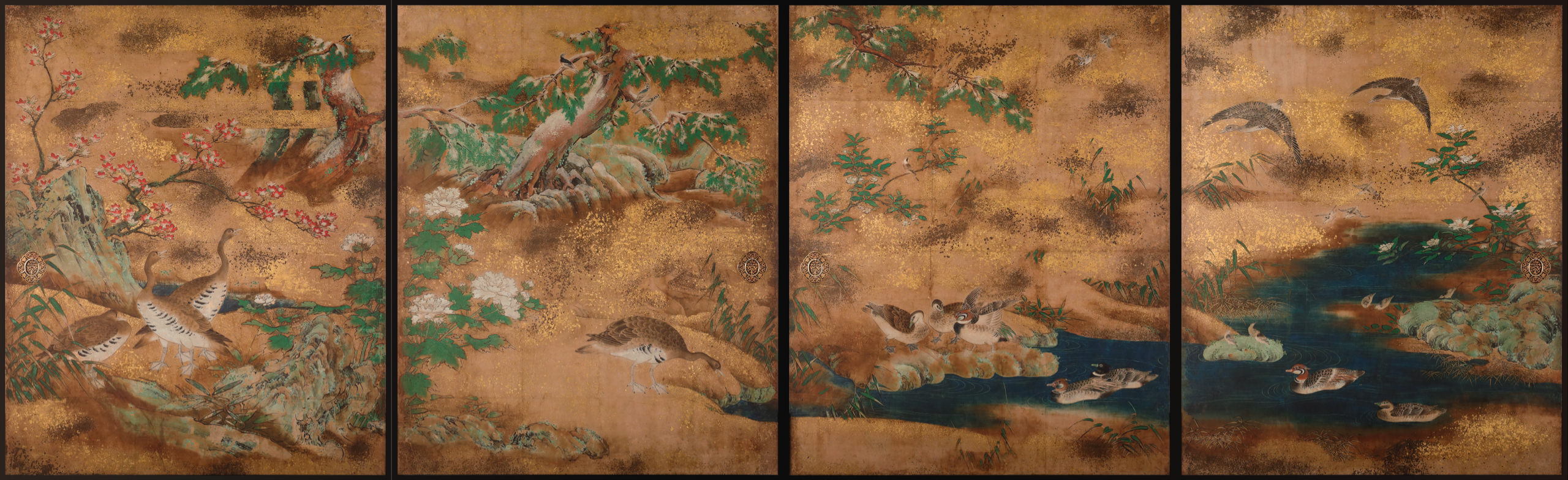 Birds and Flowers of Autumn and Winter left screen