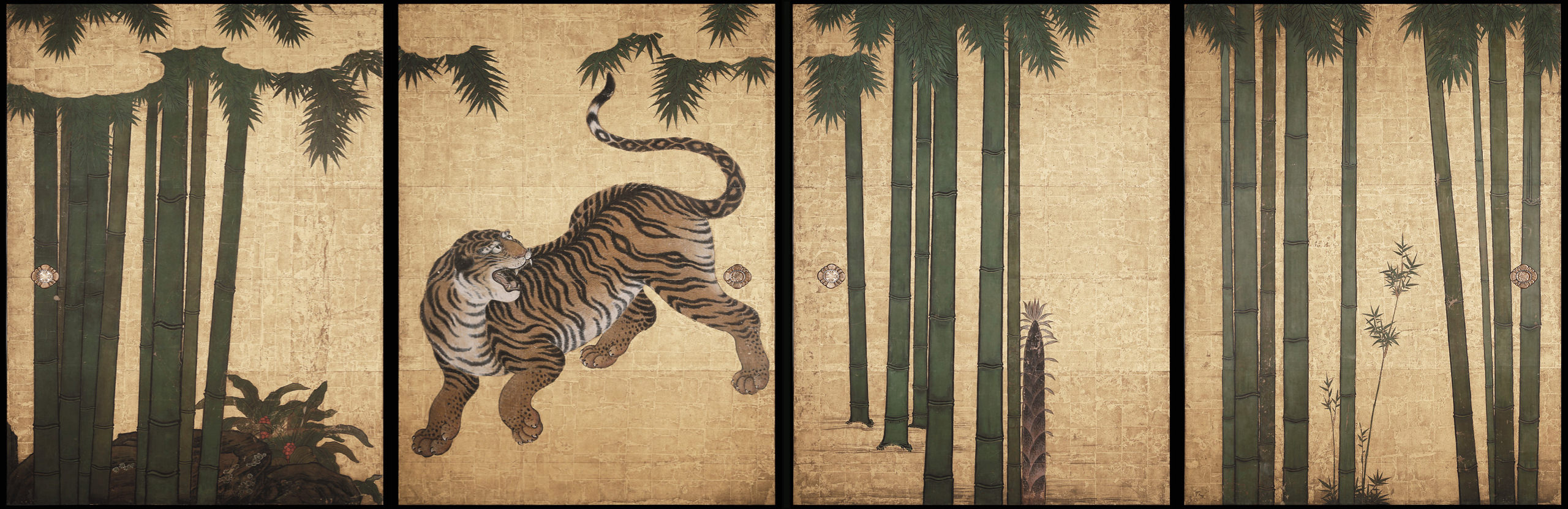 Tigers in Bamboo Grove East 4 panels