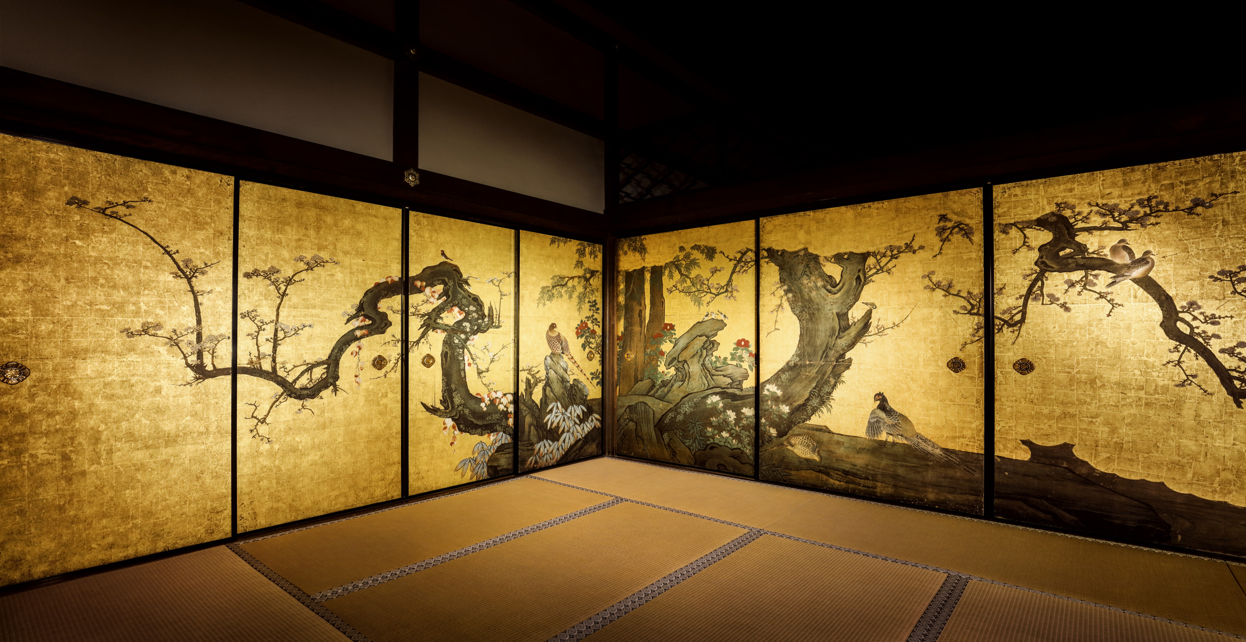 Frolicking Birds in Plum and Willow Trees exhibition