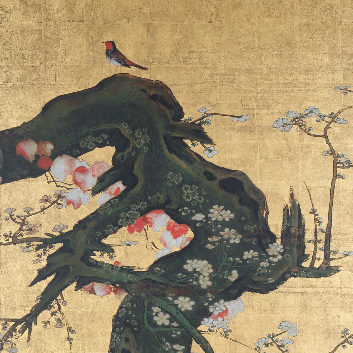 Frolicking Birds in Plum and Willow Trees