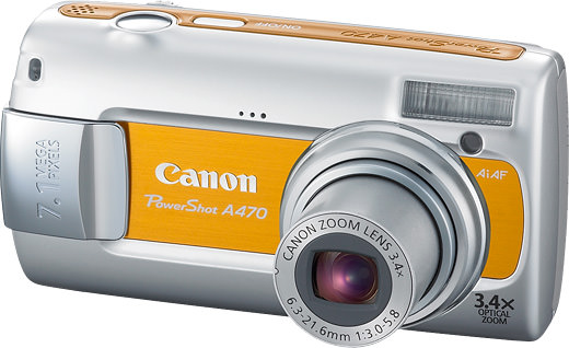 Canon PowerShot A470 - Cámara digital de 7,1 MP con zoom óptico de 3,4x  (naranja)