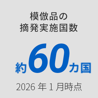 模倣品の摘発実施国数 約60カ国 2026年1月じてん