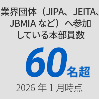 業界団体（JIPA、JEITA、JBMIAなど）へ参加している本部員数 60名超 2026年1月じてん