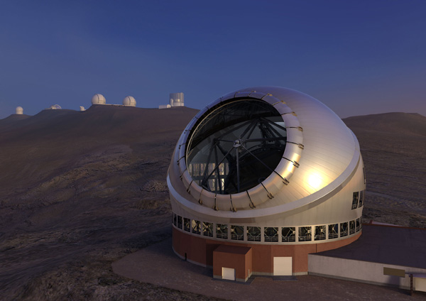 「超大型望遠鏡 TMT」の完成予想図（国立天文台提供）