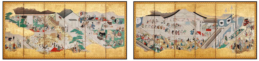 重要文化財「歌舞伎図屏風」（菱川師宣筆）　原本：東京国立博物館所蔵
