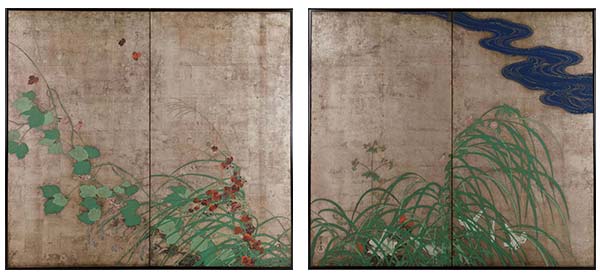 重要文化財「夏秋草図屏風」（酒井抱一筆） 原本所蔵：東京国立博物館