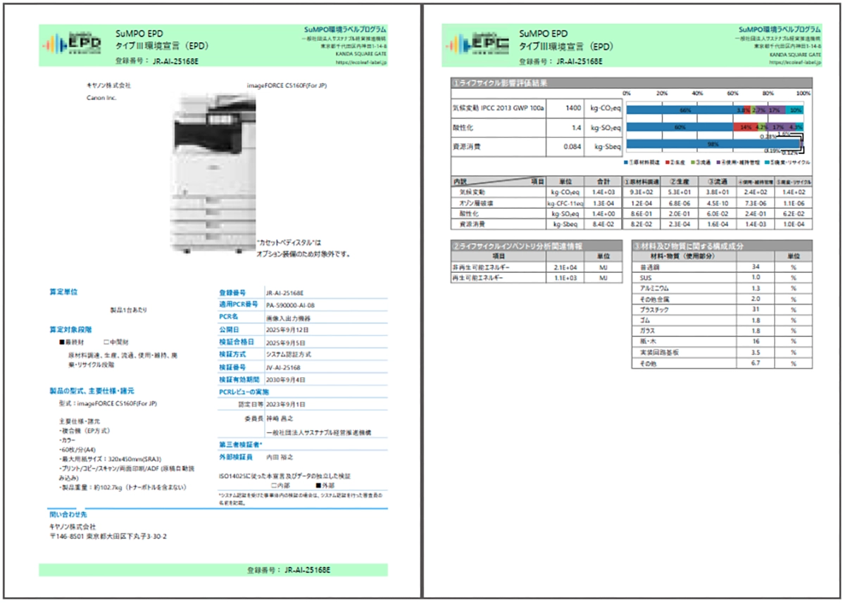 imageFORCE C5160F（For JP）のEPD