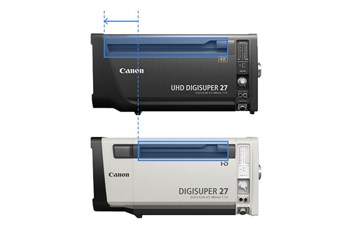 「UHD-DIGISUPER 27」と「DIGISUPER 27」 溝の位置の比較画像です。
