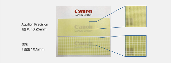 検出器サンプルによる1画素サイズの比較イメージ図です。