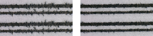 CAD図面の細線比較図（従来インク と LUCIA TDインク）