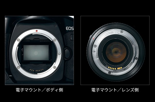 電子マウントのボディ側とレンズ側の画像比較図