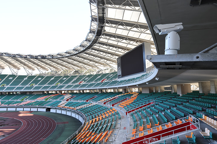 スタジアム内に設置されたネットワークカメラ