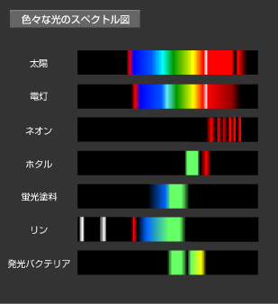 イラスト：色々な光のスペクトル図