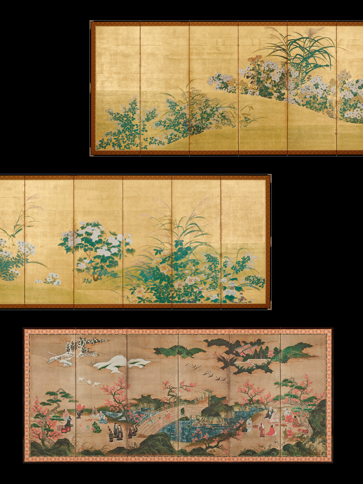 秋草図屏風 / 観楓図屏風