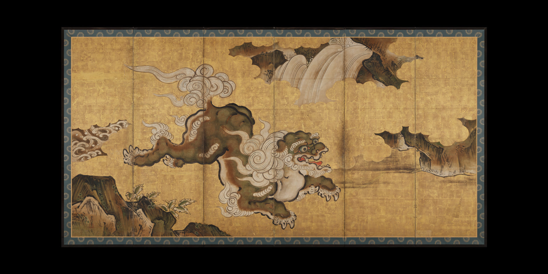 唐獅子図屏風（左隻）