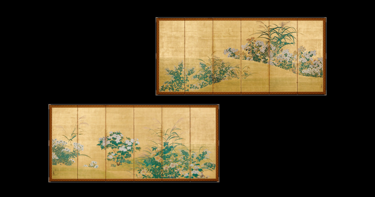 秋草図屏風 俵屋宗雪・観楓図屏風 狩野秀頼 羽田空港（東京都大田区