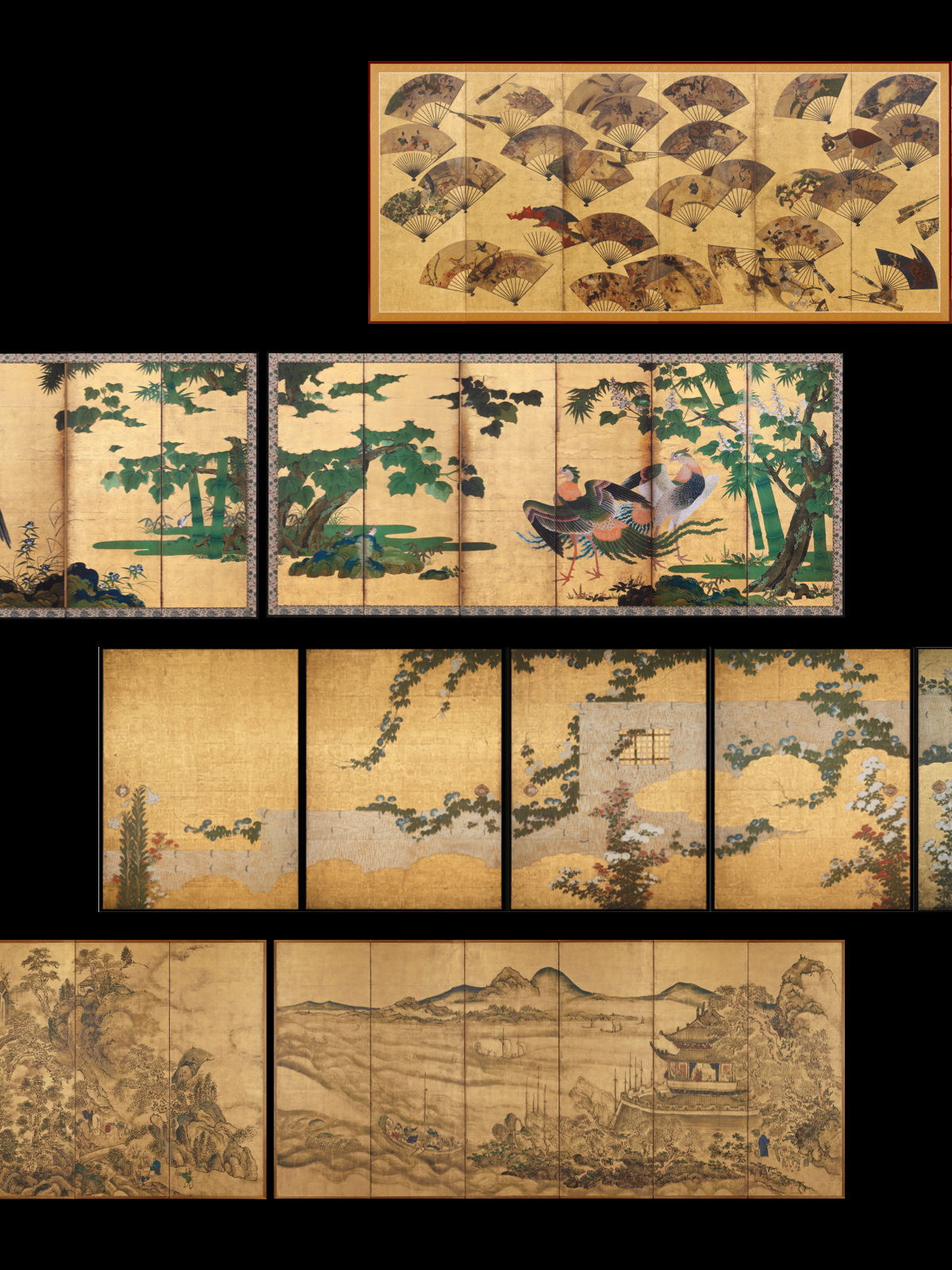 扇面散図屏風 / 桐竹鳳凰孔雀図屏風 他