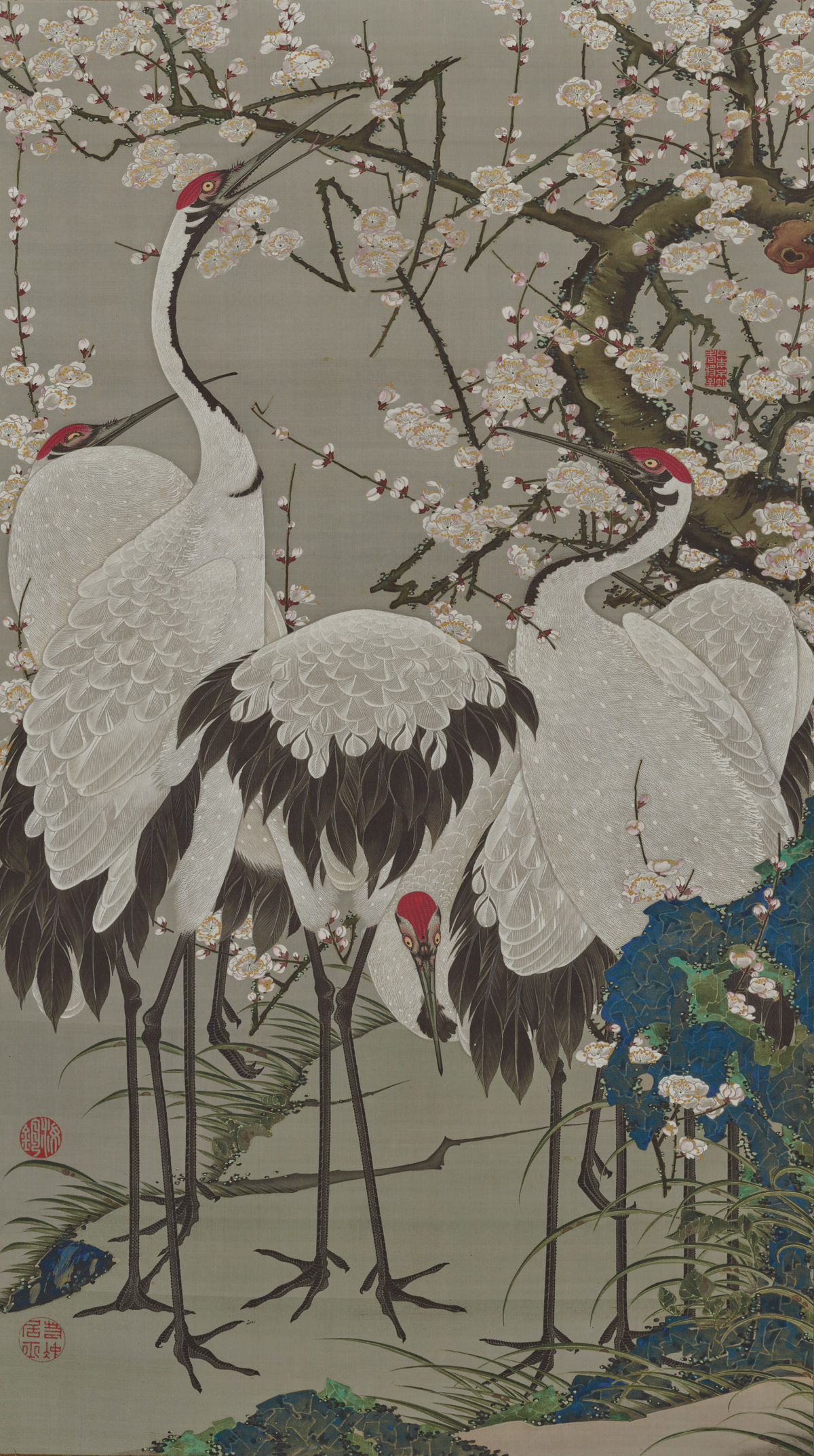 梅花群鶴図