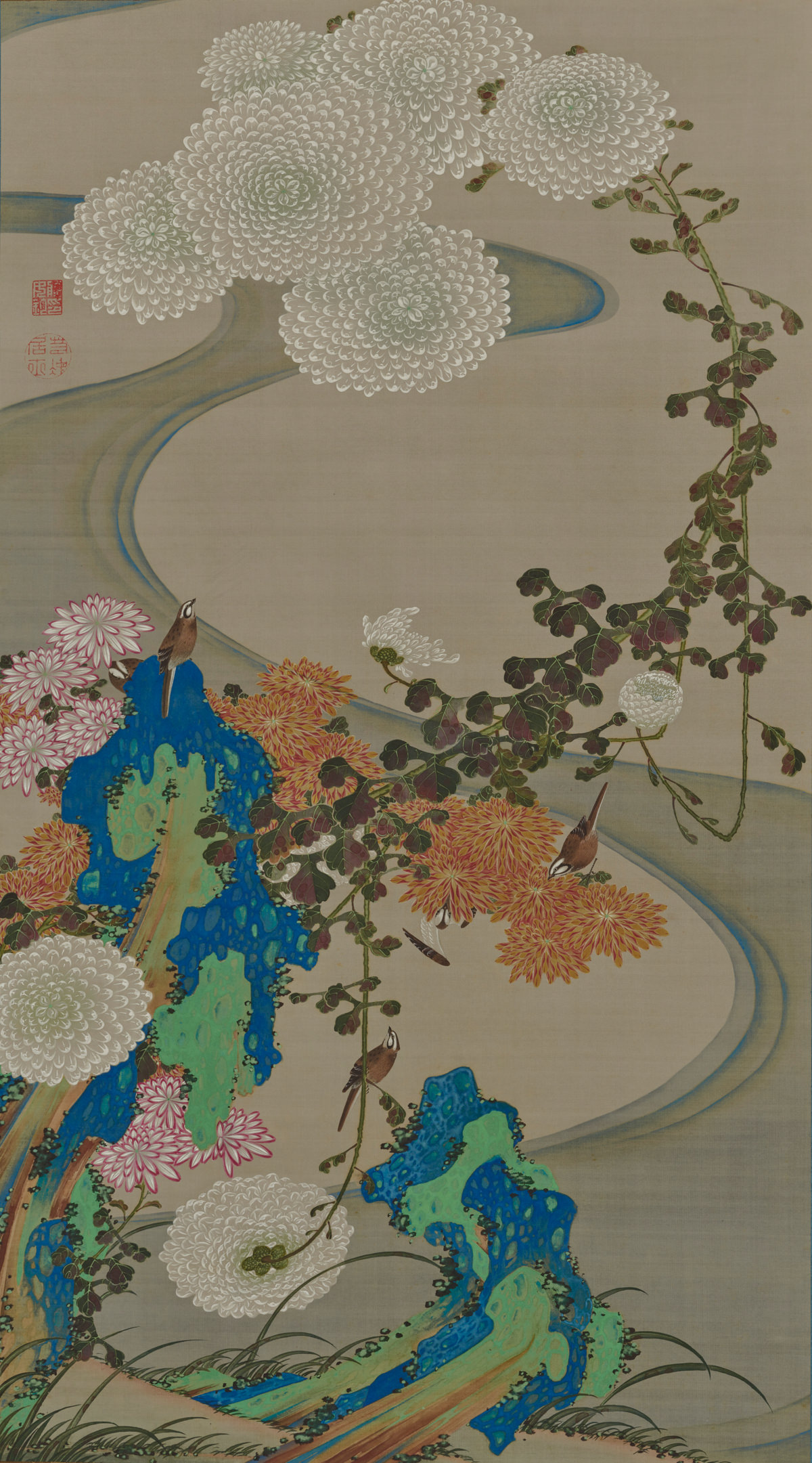 菊花流水図