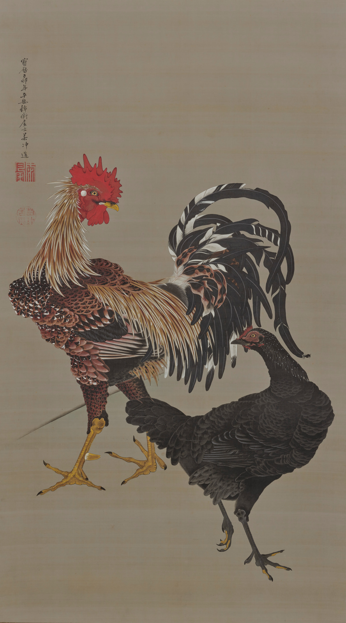 大鶏雌雄図