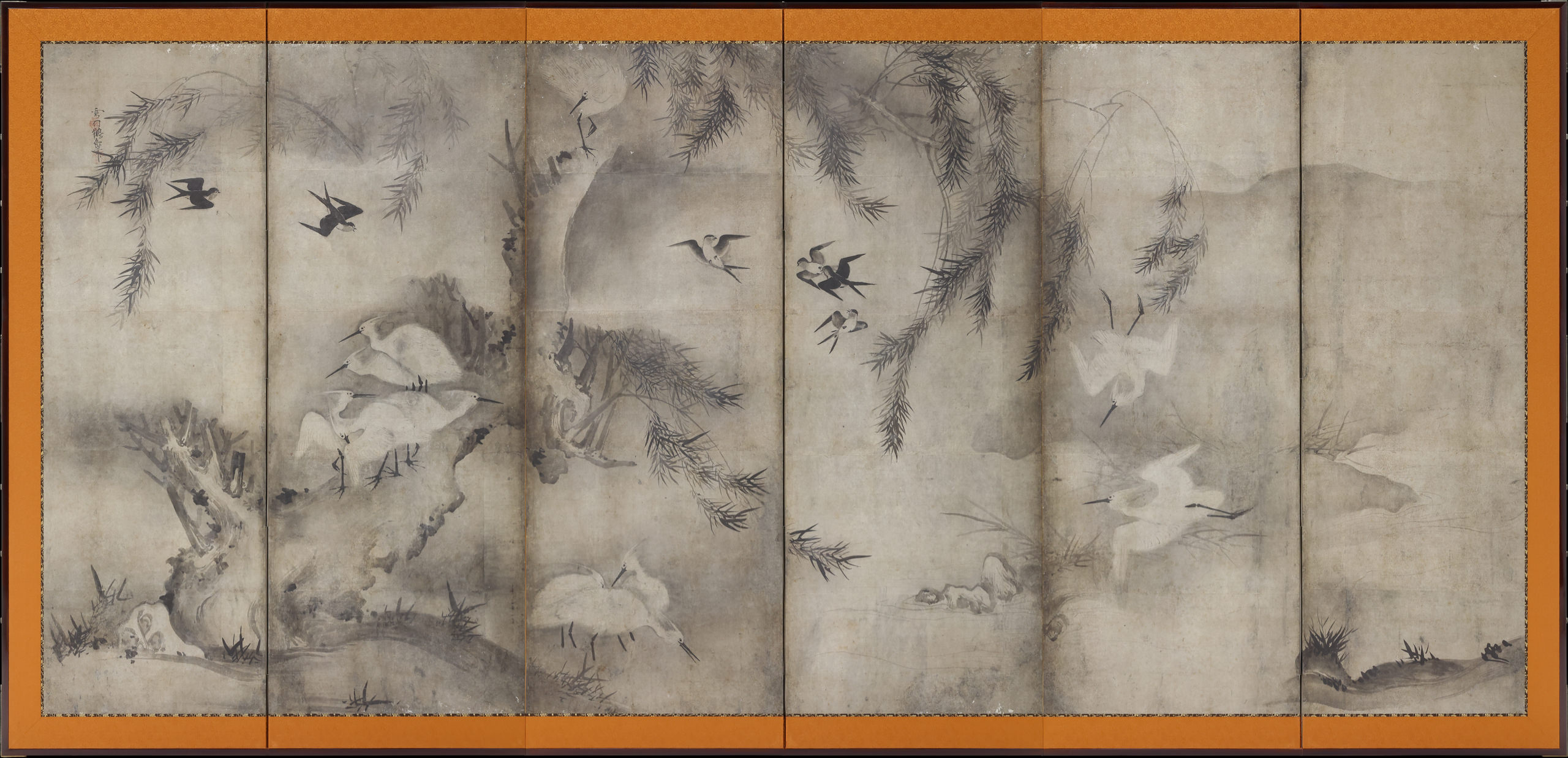 花鳥図屏風 左隻